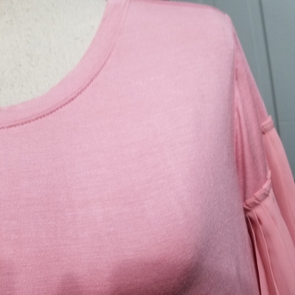 Lane Bryant Pink Super Soft Pleated Sleeves Top size 14 Petite - Picture 2 of 6